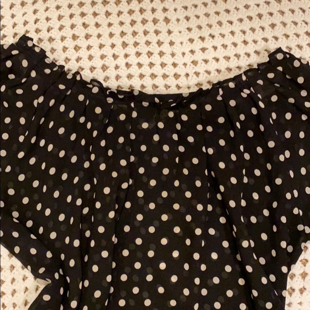 H & M POKA DOT BLOUSE BUTTON FRONT - Picture 8 of 13